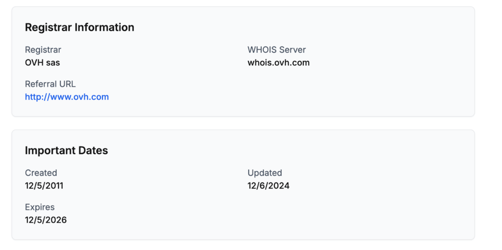 Enregistrement hébergement OVH