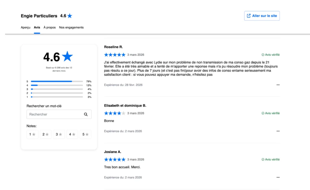 Plateforme Avis vérifiés client Engie