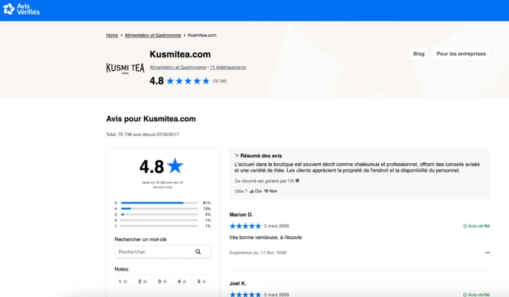 image attestation avis kusmi tea