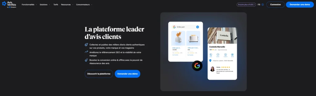 Page site web Avis vérifiés