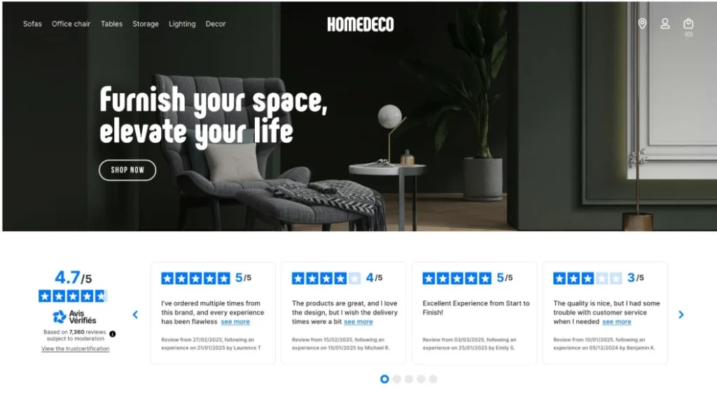 Home Deco widget Avis vérifiés