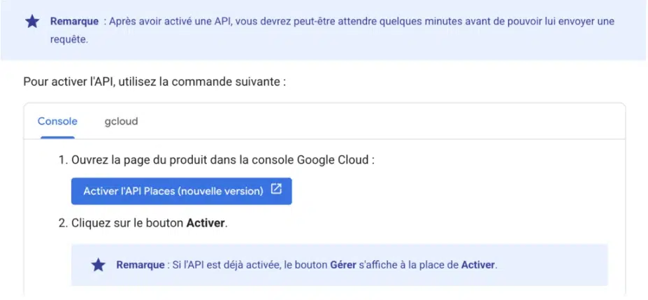 Image activer l'API